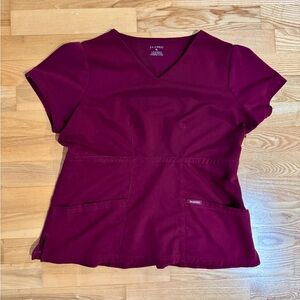 Jaanuu Scrub Top, size XL, burgundy
